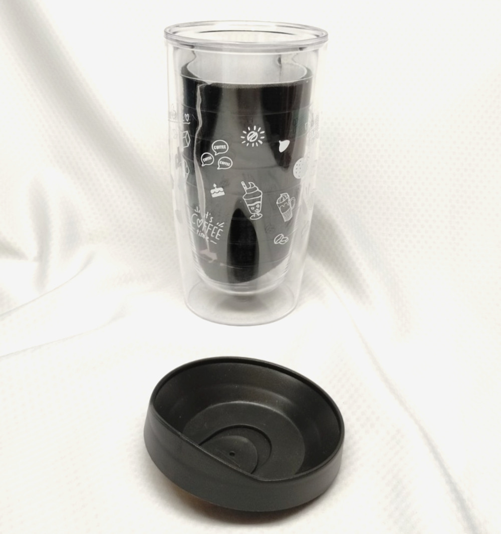 Javvy Better Coffee Club Tumbler 16oz Clear Black Lid Double Wall Iced Drink Cup